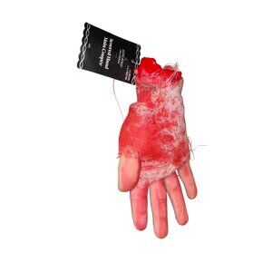 Ashland Halloween Severed Hand Décor Prop 1PC Red & White 10.5 Inches Realistic